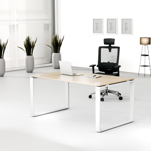 Aranżacja - Biurko MWB 1690 O | 160x90x74 | Creator, blat dąb, stelaż biały