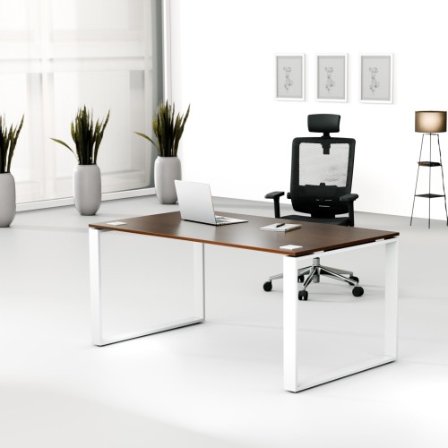 Aranżacja - Biurko MWB 1690 O | 160x90x74 | Creator, blat orzech, stelaż biały