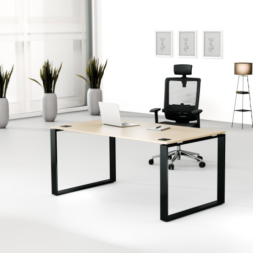 Aranżacja - Biurko MWB 1690 O | 160x90x74 | Creator, blat dąb, stelaż czarny