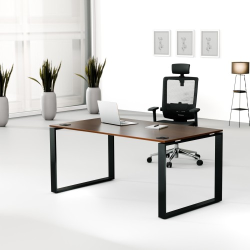 Aranżacja - Biurko MWB 1690 O | 160x90x74 | Creator, blat orzech, stelaż czarny