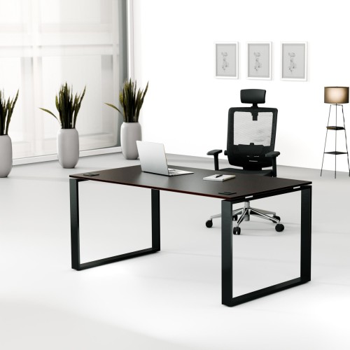 Aranżacja - Biurko MWB 1690 O | 160x90x74 | Creator, blat orzech, stelaż czarny