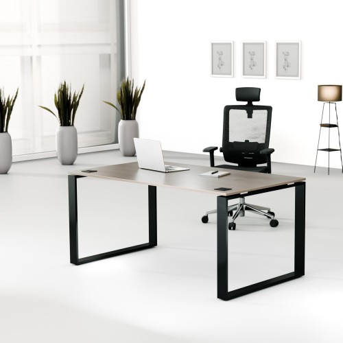 Aranżacja - Biurko MWB 1690 O | 160x90x74 | Creator, blat nobile, stelaż czarny