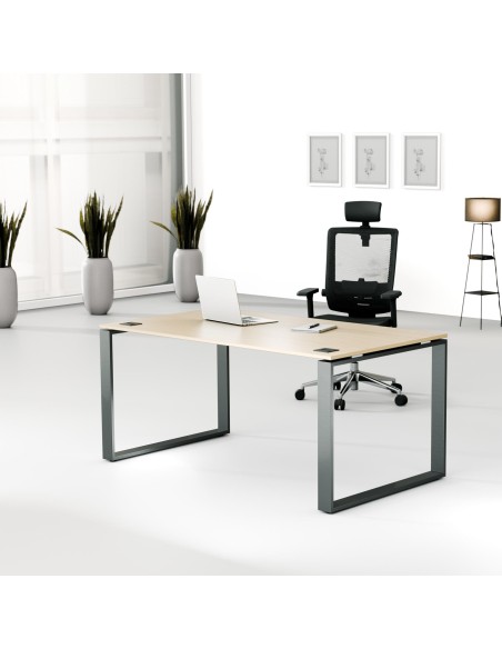 Aranżacja - Biurko MWB 1690 O | 160x90x74 | Creator, blat dąb, stelaż metalik