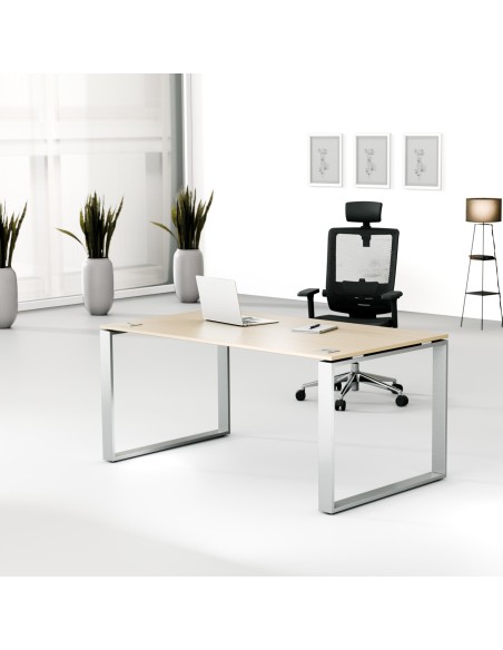 Aranżacja - Biurko MWB 1690 O | 160x90x74 | Creator, blat dąb, stelaż metalik