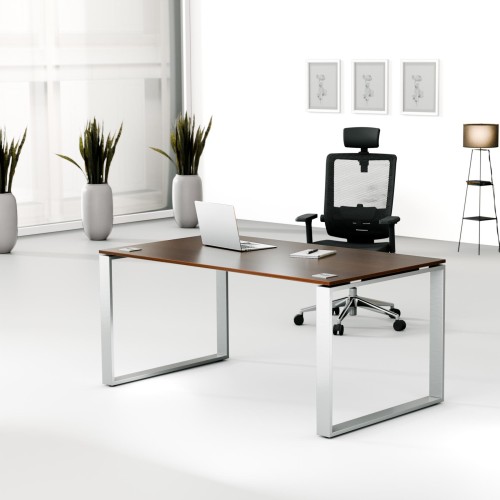 Aranżacja - Biurko MWB 1690 O | 160x90x74 | Creator, blat orzech, stelaż metalik