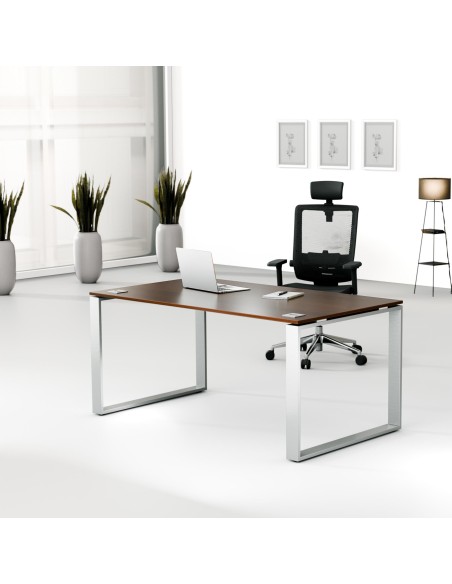 Aranżacja - Biurko MWB 1690 O | 160x90x74 | Creator, blat orzech, stelaż metalik