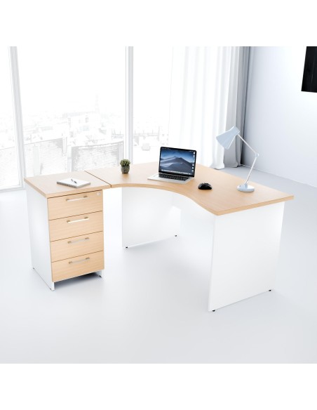 Biurko narożne z kontenerkiem, 136x147 cm | MB Z3 L - Em-Box | Azco