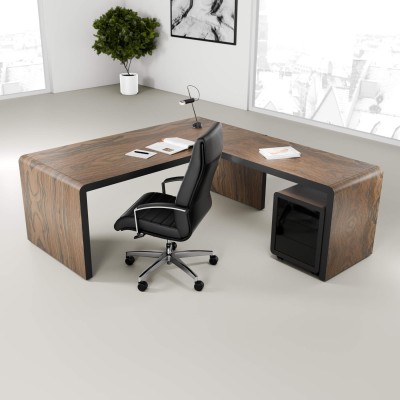 Nowoczesne biurko gabinetowe z przystawką i kontenerkiem - MFB Z2 | Desire