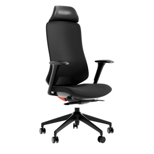 Ergonomiczne krzesło Elite Five, wariant czarny-czerwony, kadr tył