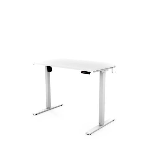 Biurko elektryczne regulowane Home, biały blat, biały stelaż, wymiar 100x60 / 100x70
