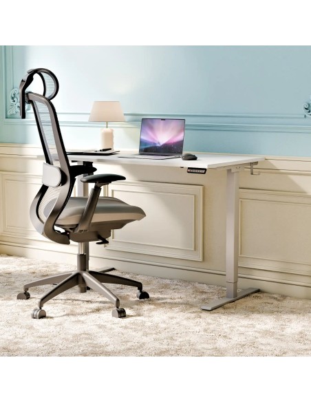 Aranżacja biurko elektryczne Home, biały blat, biały stelaż, wymiar 116x60 / 116x70