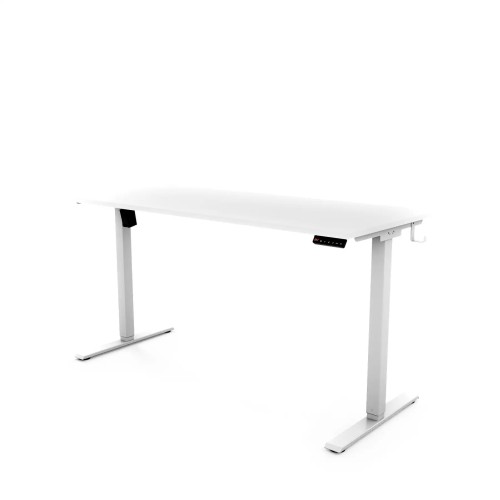 Biurko elektryczne regulowane Home, biały blat, biały stelaż, wymiar 136x60 / 136x70
