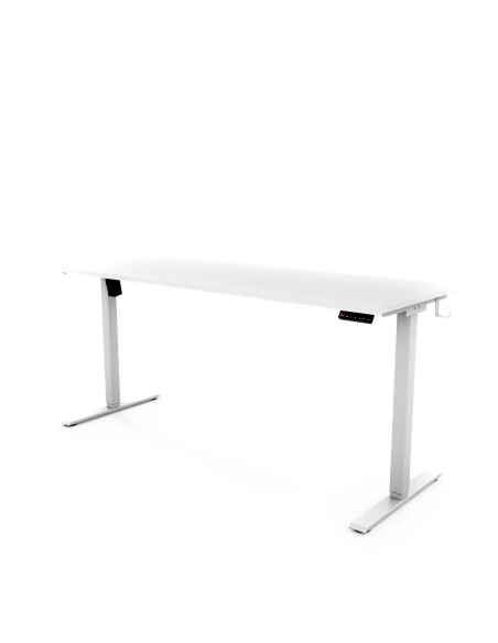 Biurko elektryczne regulowane Home, biały blat, biały stelaż, wymiar 160x60 / 160x70