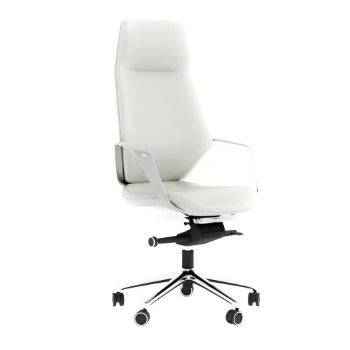 Fotel skórzany gabinetowy Top One - kadr przód, kolor biały