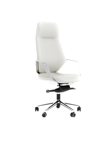 Fotel skórzany gabinetowy Top One - kadr przód, kolor biały