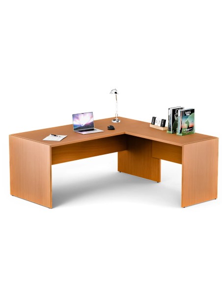 Zestaw mebli do gabinetu - biurko z przystawką, 180x180 cm, buk| MG Z2