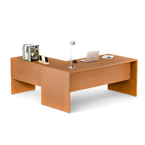 Zestaw mebli do gabinetu - biurko z przystawką, 180x180 cm, buk| MG Z2