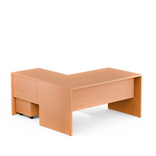 Zestaw mebli do gabinetu - biurko z kontenerkiem, 160x160 cm, buk| MG Z3