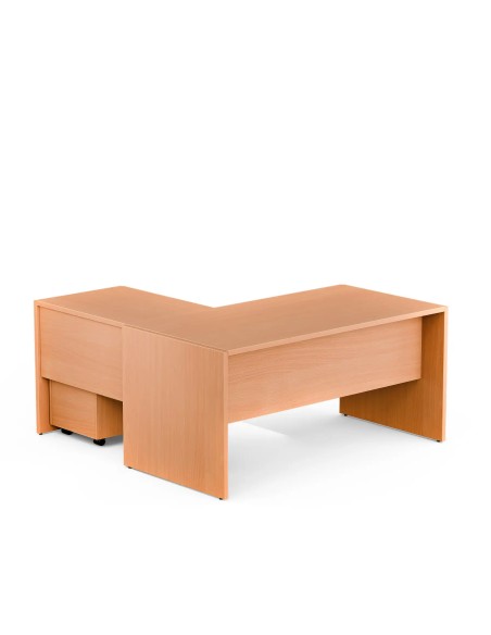 Zestaw mebli do gabinetu - biurko z kontenerkiem, 160x160 cm, buk| MG Z3