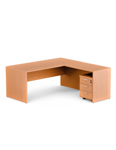 Zestaw mebli do gabinetu - biurko z kontenerkiem, buk, 180x180 cm | MG Z4