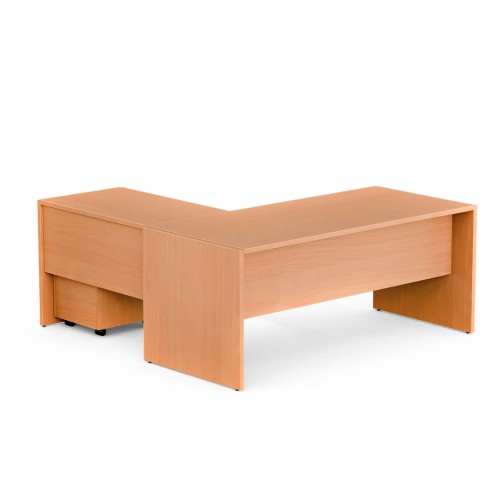 Zestaw mebli do gabinetu - biurko z kontenerkiem, buk, 180x180 cm | MG Z4