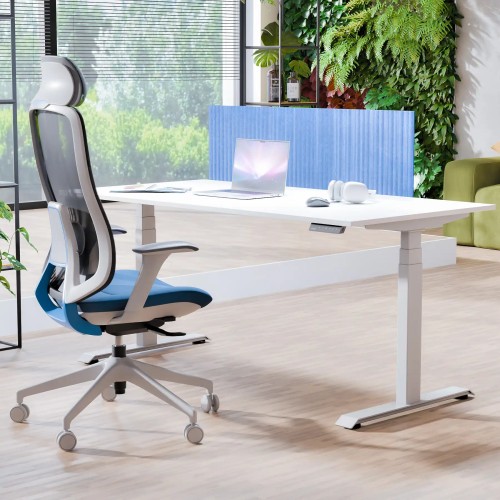 Aranżacja - biurko elektryczne ELITE 160, Blat biały, Stelaż czarny