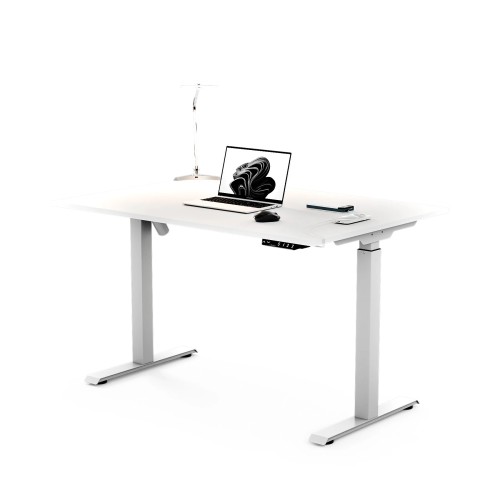 Biurko elektryczne z dodatkami PRO 120X70, blat biały, stelaż biały