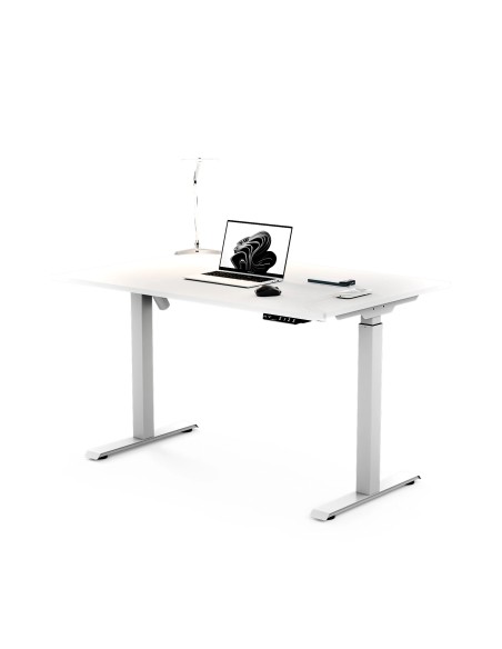 Biurko elektryczne z dodatkami PRO 120X70, blat biały, stelaż biały