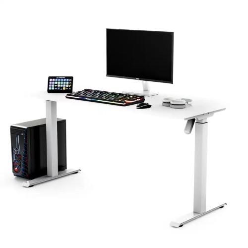 Biurko elektryczne GAME z dodatkami 150X60/150X70, blat biały, stelaż biały