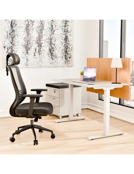 Aranżacja - Biurko na metalowych nogach 116X70 / 116X80 | PRO-T, blat popiel, stelaż biały