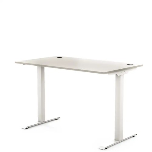 Biurko na metalowych nogach 116X70 / 116X80 | PRO-T, blat popiel, stelaż biały