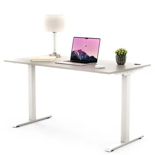 Biurko na nodze metalowej z dodatkami 136X70 / 136X80 | PRO-T, blat popiel, stelaż biały