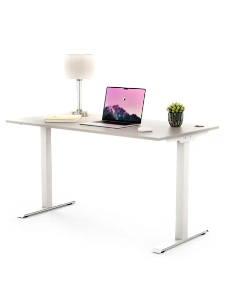 Biurko na nodze metalowej z dodatkami 136X70 / 136X80 | PRO-T, blat popiel, stelaż biały