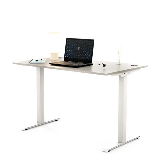 Biurko z metalowymi nogami z dodatkami 120X70 / 120X80 | PRO-T, blat popiel, stelaż biały