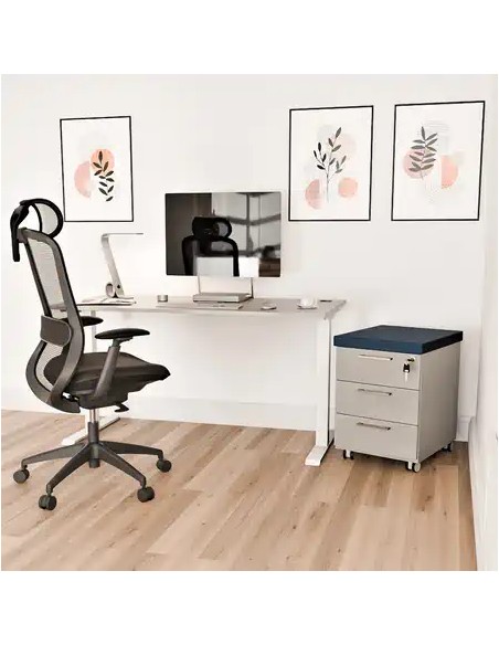 Aranżacja - Biurko na metalowej nodze 140X70 / 140X80 | PRO-T, blat popiel, stelaż biały