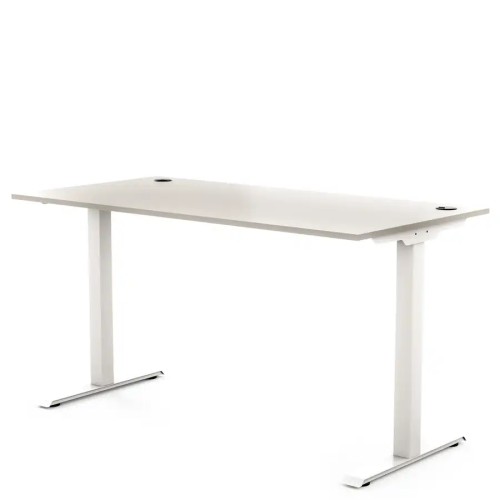 Biurko na metalowej nodze 140X70 / 140X80 | PRO-T, blat popiel, stelaż biały