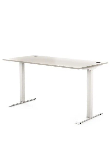 Biurko na metalowej nodze 140X70 / 140X80 | PRO-T, blat popiel, stelaż biały