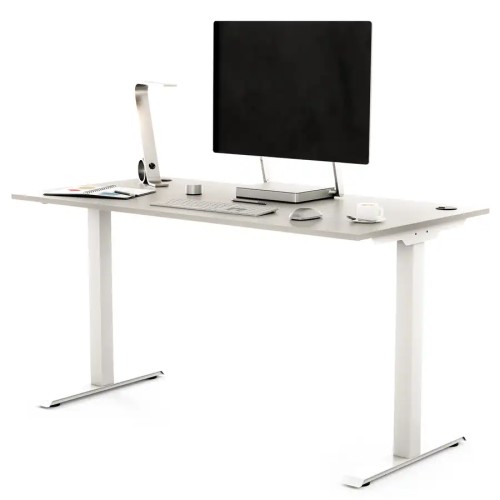 Biurko na metalowej nodze z dodatkami 140X70 / 140X80 | PRO-T, blat popiel, stelaż biały