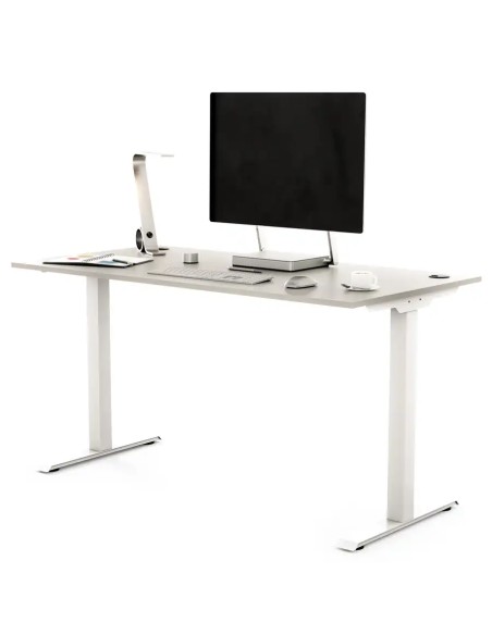 Biurko na metalowej nodze z dodatkami 140X70 / 140X80 | PRO-T, blat popiel, stelaż biały