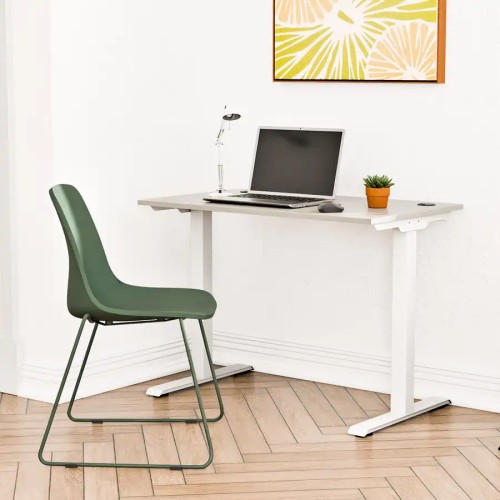 Aranżacja - Biurko z metalowymi nogami 100x60| PRO-T, blat popiel, stelaż biały