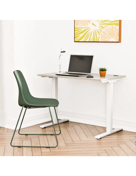 Aranżacja - Biurko z metalowymi nogami 100x60| PRO-T, blat popiel, stelaż biały