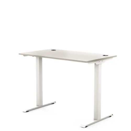 Biurko z metalowymi nogami 100x60| PRO-T, blat popiel, stelaż biały