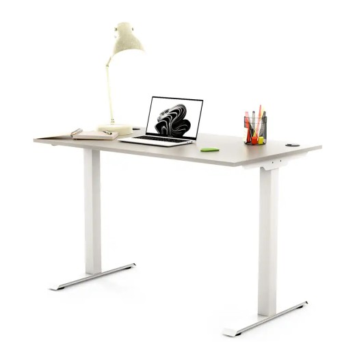 Biurko na nodze metalowej z dodatkami 116X67 | PRO-T, kolor popiel, stelaż biały