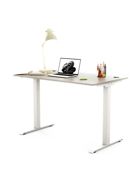 Biurko na nodze metalowej z dodatkami 116X67 | PRO-T, kolor popiel, stelaż biały