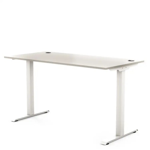 Biurko na metalowych nogach 136X67 | PRO-T, blat popiel, stelaż biały