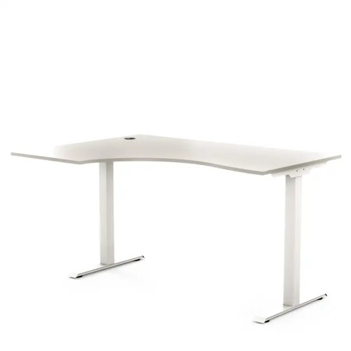 Biurko narożne na metalowych nogach 136X70 L | PRO-T, blat popiel, stelaż biały