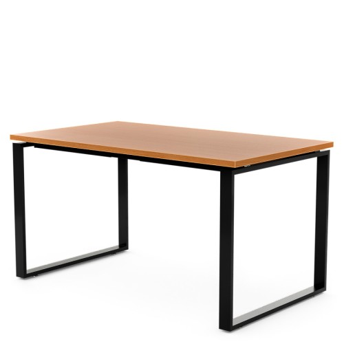 Biurko na metalowym stelażu 140x80 | PRO-O, stelaż czarny, blat buk