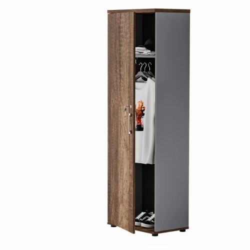 Szafa biurowa ubraniowa zamykana, 5OH - MBS 565 U L/P | Em-Box +, strona lewa, korpus antracyt, fronty loft