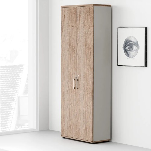 Aranżacja - Zamykana na klucz wysoka szafa biurowa 6OH - MBS 686 | Em-Box +, korpus popiel, front nobile