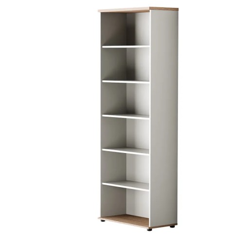 Regał biurowy 6OH, otwarty - MBS 680 | Em-Box +, korpus popiel, front nobile